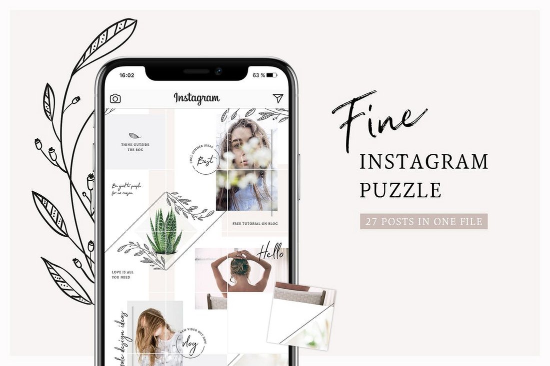 Fine Instagram Puzzle Template